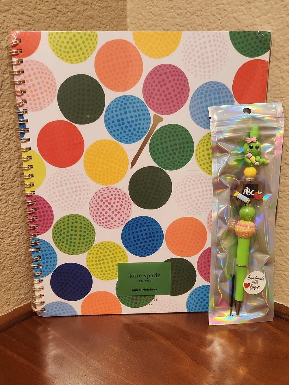 kate spade Golf Spiral Notebook and handcrafted Bookworm Pen